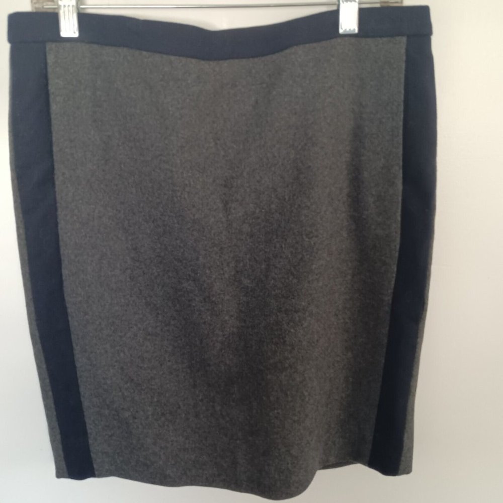 J. Crew Factory Wool Blend Pencil Skirt Gray Navy Blue B0381 SZ 8